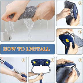 Triangle Mop 360 Twist Squeeze Wringing Window Glass Toilet Bathroom