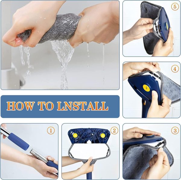 Triangle Mop 360 Twist Squeeze Wringing Window Glass Toilet Bathroom